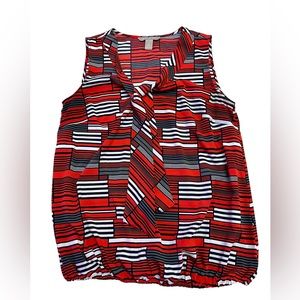 Banana Republic women's size S sleeveless blouse elastic waist red black white